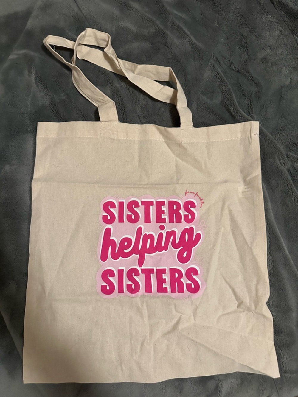 Canvas Tote Bag - Sisters Helping Sisters Pink Graphic